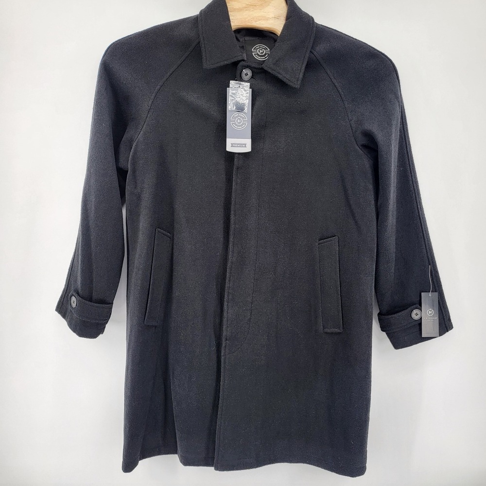 J.M. Haggar Premium Top Coat Black Men's‎ Size Medium Wool Blend Topcoat New